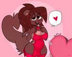  &lt;3 2023 4_fingers absolute_territory absurd_res american_red_squirrel anthro bashful big_breasts blush blush_lines box_of_chocolates breasts brown_body brown_eyebrows brown_fur brown_hair buckteeth buxy candy chocolate chubby_anthro chubby_female cleavage cleavage_cutout cleavage_overflow clothed clothing colored countershade_torso countershading dated dessert digital_drawing_(artwork) digital_media_(artwork) dress english_text eye_through_hair eyebrow_through_hair eyebrows female finger_markings fingers first_person_view fluffy fluffy_tail food front_view fur gesture hair hi_res holidays izzy_(buxy) legwear mammal navel_outline open-side_dress open_mouth pictographics pine_squirrel pink_background ponytail red_clothing red_dress red_heart red_legwear red_thigh_highs rodent round_ears sciurid signature simple_background slightly_chubby smile solo speech_bubble tail tail_gesture tail_heart teeth text thick_thighs thigh_highs translucent translucent_hair tree_squirrel valentine&#039;s_day white_speech_bubble wide_hips 