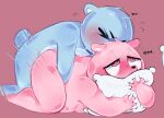  &lt;3 &lt;3_eyes 2023 anthro azulin_(unicorn_wars) bear belly biped blue_body blush bodily_fluids duo gordi_(unicorn_wars) incest_(lore) kaibee_art mammal pillow pink_body pink_eyes sex slightly_chubby sweat unicorn_wars 