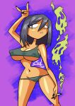  absurdres breasts covered_nipples dark-skinned_female dark_skin highres large_breasts non-web_source samael_iii smoke solo toon_(style) underwear 