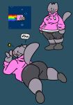  anthro anthrofied bottomwear butt clothed clothing domestic_cat felid feline felis female footwear fully_clothed fur grey_body grey_fur hoodie mammal meme nyan_cat nyan_cat_(copyright) one_eye_closed qoolbunart shorts smile socks solo tail topwear wink 