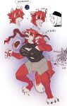  absurd_res ambiguous_gender anthro big_breasts black_sclera bovid breast_infestation breasts canid canine canis caprine clothing ear_penetration goat hi_res husk_(barotrauma) infestation mammal nihaku penetration red_body simple_background tentacles torn_clothing transformation wolf 