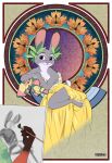  anthro brush canid canine clothing disney dress duo female flower fox hi_res judy_hopps lagomorph leporid male mammal nick_wilde paintbrush painting plant pose rabbit tggeko zootopia 