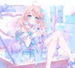  :o a20_(atsumaru) ahoge album_cover bare_legs bare_shoulders blue_eyes blush bow breasts brown_hair bug butterfly butterfly_hair_ornament choker collarbone cover dot_nose dress english_text foot_out_of_frame footwear_bow hair_ornament heart-shaped_gem highres indie_utaite knees_together_feet_apart knees_up long_hair looking_at_viewer mameko_(singer) off-shoulder_dress off_shoulder open_hands open_mouth own_hands_together pendant_choker puffy_short_sleeves puffy_sleeves purple_footwear raised_eyebrows shoes short_sleeves sidelocks sitting small_breasts swept_bangs white_choker white_dress 