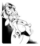 ass ass_grab boku_no_hero_academia boots breasts curvy greyscale groove1121 hands_on_own_ass hat hero high_heel_boots high_heels highres huge_ass large_breasts lineart military_hat monochrome motion_lines one_eye_closed thick_thighs thighs utsushimi_camie zipper_unitard 
