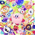  !? &gt;_&lt; ? \n/ ^_^ apple armor arms_up axe_knight_(kirby) ball_and_chain_(weapon) bandaid baseball_cap blue_eyes blue_outline blush blush_stickers bomb bomber_(kirby) border bubbles_(kirby) candy closed_eyes cloud commentary_request crescent crossed_bandaids explosive flail flying_sweatdrops food fountain fountain_of_dreams frog fruit green_background hairband hat heart heavy_mole helmet highres holding holding_sword holding_umbrella holding_weapon invincible_candy javelin_knight king_dedede kirby&#039;s_adventure kirby_(series) kracko lollipop looking_at_viewer mace_knight mask meta_knight mr._tick_tock no_humans notice_lines omame_sakana one-eyed open_mouth orange_outline outline outside_border paint_roller_(kirby) pauldrons pink_outline purple_outline red_hairband red_headwear red_outline roller_skates scarfy shoulder_armor simple_background skates skull slippy_(kirby) smile smoke sparky_(kirby) speech_bubble spiked_ball_and_chain spikes spoken_heart spoken_question_mark spoken_squiggle squiggle star_(symbol) star_in_eye star_rod swirl_lollipop sword symbol_in_eye triangle trident_knight ufo ufo_(kirby) umbrella v v-shaped_eyebrows waddle_dee waddle_doo weapon wheelie_(kirby) white_border white_outline wings yellow_eyes 