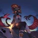  1:1 2023 anthro barefoot bone clothed clothing deity desert digital_media_(artwork) egyptian_clothing egyptian_mythology feet felid feline female female_anthro flat_chested fur hair hi_res kamukamu6392 kemono mammal middle_eastern_mythology mythology night outside sand sekhmet skull sky solo tail toes 