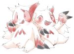  anthro balls blush breasts claws doneru duo fangs female flaccid fur generation_3_pokemon genitals highlights_(coloring) innie_pussy looking_at_viewer male nintendo penis pokemon pokemon_(species) pussy red_highlights simple_background sitting sketch slightly_chubby small_breasts smile teeth white_background white_body white_fur zangoose 
