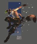  abs action_pose anthro clothed clothing hi_res male mammal muscular muscular_male pecs pose procyonid raccoon redsummer solo topless 