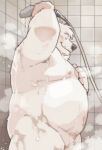  anthro bathing bear belly featureless_crotch garouzuki hi_res inside male mammal musclegut nipples polar_bear shower shower_head showering solo standing teeth ursine 