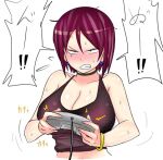  angry bracelet breasts earrings jewelry non-web_source okyou playing_games purple_hair shirt short_hair sweat t-shirt the_king_of_fighters whip whip_(kof) 