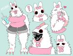  &lt;3 87sukiyaki anthro clothed clothing exclamation_point female lagomorph leporid mammal rabbit ribbons sharp_teeth solo teeth 