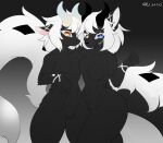  2022 4_fingers anthro anthro_on_anthro arm_around_waist big_breasts big_tail biped black_body black_ears black_fur black_horn black_markings black_nose black_tail blue_eyes bovid breast_squish breasts canid canid_demon canine caprine caprine_demon cheek_markings colored crotch_tuft demon diamond_(marking) digital_media_(artwork) duo ear_markings eyelashes facial_markings featureless_breasts featureless_crotch female fingers flat_colors fluffy fluffy_tail front_view fur fusu girly gradient_background grey_background hair head_markings hi_res horn huge_tail humanoid_hands kemono long_tail looking_at_viewer male male/female mammal markings monotone_hair multicolored_body multicolored_ears multicolored_fur multicolored_tail nude orange_eyes pecs portrait pupils selfcest simple_background smile square_crossover squish standing tail tail_mane tail_markings three-quarter_portrait three-quarter_view tuft two_tone_body two_tone_ears two_tone_fur two_tone_tail white_body white_ears white_eyelashes white_fur white_hair white_horn white_inner_ear white_pupils white_tail wide_hips 