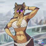  aviators beauty_mark bikini bikini_bottom bikini_top blonde_hair bracelet brown_body brown_fur brown_hair canid canine canis city city_background cityscape clothing colored_nails ear_piercing eyewear female fur grand_theft_auto grand_theft_auto_vi hair hand_on_head hand_on_hip hi_res humanoid inner_ear_fluff jewelry mammal markings mole_(marking) multicolored_body multicolored_fur multicolored_hair muscular nails navel piercing rockstar_games sky solo sunglasses swimwear tuft turbofurr two_tone_body two_tone_fur two_tone_hair white_bikini white_bikini_bottom white_bikini_top white_clothing white_swimwear wolf 