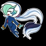  2023 chibi eyes_closed female floating gardevoir generation_3_pokemon green_hair hair hair_over_eye happy hi_res humanoid long_hair metroid multicolored_hair nintendo not_furry one_eye_obstructed open_mouth pokemon pokemon_(species) renv solo sticker_pack twintails_(hairstyle) two_tone_hair white_hair zero_suit 