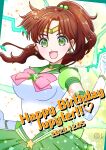  absurdres bishoujo_senshi_sailor_moon bishoujo_senshi_sailor_moon_crystal bow breasts brooch brown_hair choker dated earrings elbow_gloves electricity gloves green_background green_eyes green_sailor_collar green_skirt hair_ornament happy_birthday highres jewelry kino_makoto kuroasa24 long_hair magical_girl medium_breasts ponytail sailor_collar sailor_jupiter sailor_senshi_uniform skirt star_(symbol) star_brooch star_choker star_earrings super_sailor_jupiter_(stars) tiara upper_body white_gloves 