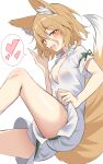  1girl :d animal_ears blonde_hair breasts commentary_request e.o. heart highres kudamaki_tsukasa looking_at_viewer short_hair small_breasts smile solo spoken_heart tail touhou 