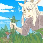  angry anthro blue_sky bovid caprine clothed clothing cloud duo ekaki510 female goat grass grass_field kemono male mammal micro mouse murid murine plant rodent size_difference sky 