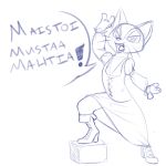  anthro box clothed clothing container domestic_cat dreamworks dress dulcinea_(puss_in_boots) felid feline felis female mammal prick_ears puss_in_boots_(dreamworks) simple_background siroc sketch solo stepping text whiskers white_background 