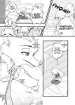 absurd_res anthro atlantica0208 bed bedroom black_and_white blush canid canine clothing comic dialogue disney duo ears_down female fox furniture hard_translated hi_res judy_hopps lagomorph leporid male mammal monochrome necktie nick_wilde pivoted_ears police_uniform rabbit text translated uniform zootopia 