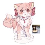  alternate_species domestic_cat felid feline felis female feral feralized furrification hi_res kemono kuro_chromium madoka_kaname mahou_shoujo_madoka_magica mammal messy milk milk_on_face puella_magi reference_image solo 