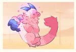  &lt;3 cheek_tuft curled_up cute_expression dragon facial_tuft female feral fluffy fluffy_tail fluffy_wings fur furred_dragon horn nahyon neck_tuft pink_body solo sylve tail tuft 