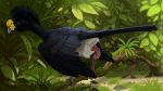  animal_genitalia avian bird cloaca feral forest genitals greater_curassow hi_res invalid_tag painting penis plant solo technesaurus tree 