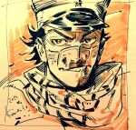  1boy bad_id bad_tumblr_id close-up dated english_commentary golden_kamuy hat kotteri looking_to_the_side male_focus scar scar_on_face scarf short_hair sideburns solo sugimoto_saichi v-shaped_eyebrows 