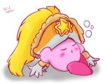  closed_eyes kirby kirby_(series) kirby_and_the_forgotten_land noble_ranger_kirby non-web_source ranger_kirby sleeping white_background 