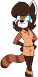  2016 3_toes 4_fingers :3 ailurid aligned_feet anthro arm_tuft barefoot biped black_eyebrows black_eyelashes black_nose blue_eyes bottomwear breasts brown_body brown_countershading brown_fur brown_hair brown_inner_ear brown_markings brown_stripes brown_tail brown_tuft button_(fastener) cheek_tuft clothed clothed_anthro clothed_female clothing colored countershade_face countershade_feet countershade_neck countershading digital_drawing_(artwork) digital_media_(artwork) elbow_tuft eyebrow_through_hair eyebrows facial_markings facial_tuft feet female female_anthro fingers fur glistening glistening_eyes gloves_(marking) hair hands_on_hips head_markings janette_cho kabula_(artist) looking_aside mammal markings no_pupils orange_bottomwear orange_clothing orange_legband orange_shirt orange_shorts orange_topwear red_panda red_panda_tail ring_(marking) ringtail shirt shorts simple_background sleeveless_shirt solo standing stripes tail tail_markings tear_(marking) toes topwear translucent translucent_hair tuft white_background white_body white_countershading white_ears white_tuft 