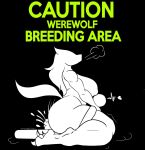  anthro black_background bodily_fluids breasts breath canid canine caution_sign cowgirl_position duo female female_on_top from_front_position fur human larger_female male male/female mammal nipples nude on_bottom on_top sex side_view silhouette simple_background size_difference text trifuson were werecanid werecanine werewolf 
