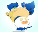  belly big_belly blue_background crestdraggy dinosaur feral koopaling ludwig_von_koopa magic_wand male mario_bros nintendo overweight reptile scalie simple_background solo turtle wand 