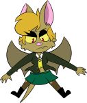  2016 4_fingers alpha_channel anthro bat biped black_boots black_clothing black_eyebrows black_eyelashes black_eyeshadow black_footwear blonde_hair boots bottomwear breasts brown_body brown_fur brown_membrane brown_tail brown_tuft brown_wings cheek_tuft chokovit_(artist) clothed clothed_anthro clothed_female clothing colored digital_drawing_(artwork) digital_media_(artwork) eyebrow_through_hair eyebrows eyeshadow facial_tuft fangs female female_anthro fingers footwear fur glistening glistening_eyes green_bottomwear green_clothing green_jacket green_skirt green_topwear hair hi_res jacket leaf-nosed_bat legwear looking_down madeline_bloodworth makeup mammal membrane_(anatomy) membranous_wings microbat navel necktie no_pupils open_clothing open_jacket open_topwear pantyhose pattern_necktie pink_inner_ear pink_nose red_eyes simple_background skirt solo spread_wings striped_necktie tail teeth topwear torn_clothing torn_legwear torn_pantyhose translucent translucent_hair transparent_background tuft vampire_bat vest wings yangochiropteran yellow_clothing yellow_necktie yellow_topwear yellow_vest 