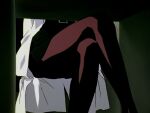  1girl akagi_ritsuko anime_screencap belt crossed_legs head_out_of_frame lab_coat legs lower_body neon_genesis_evangelion non-web_source pantyhose sitting skirt under_table upskirt 