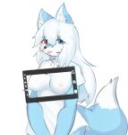  anthro blush bodily_fluids breasts butt canid canine canxue canxue_(character) female fingers fox fur hair hi_res holyhorizon human humanoid lactating long_hair looking_at_viewer mammal milk nipples nude pawpads portrait sex smile solo tail tongue young 
