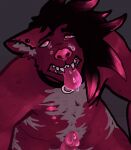  anthro bodily_fluids canid canine canis collar cum cum_on_face ear_piercing erection genital_fluids hi_res male mammal piercing precum solo voidpunked wolf 