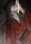  1boy absurdres arm_up belt bishounen black_eyes black_hair blood blood_from_eyes chinese_clothes crying crying_with_eyes_open dao_gui_yi_xian hair_between_eyes hanfu highres li_huowang long_hair long_sleeves looking_up male_focus pov shiqi274 tears wide_sleeves zhuge_yuan 