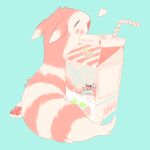  alternate_color blue_background bottle closed_eyes commentary drink drinking_straw facing_away furret happy hideko_(l33l3b) milk milk_bottle milk_carton moomoo_milk open_mouth pawpads pokemon pokemon_(creature) shiny_pokemon sigh simple_background sitting smile striped translation_request 