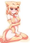  bad_id bad_pixiv_id bare_shoulders blonde_hair blush breasts brown_eyes chibi_(nekomimimi) cleavage elbow_gloves gloves large_breasts moonlight_flower ragnarok_online solo tail thighhighs 