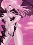  alternate_form bat_wings breasts dance_in_the_vampire_bund demon_girl hair_censor hair_over_breasts huge_breasts large_breasts long_hair mina_tepes older pink_hair red_eyes solo tamaki_nozomu vampire wings 