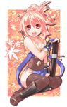  bad_id bad_pixiv_id black_legwear blonde_hair breasts brown_eyes chibi_(nekomimimi) cleavage large_breasts ninja ninja_(ragnarok_online) ragnarok_online solo thighhighs 