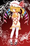  blonde_hair borrowed_design flandre_scarlet flat_chest hat legs mabuchoco_m ponytail red_eyes short_hair side_ponytail solo thighhighs touhou wings 