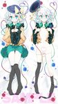  bad_id bad_pixiv_id bed blue_flower blue_rose censored dakimakura flat_chest flower green_eyes hat highres komeiji_koishi lying multiple_views no_panties oouso panties panty_pull rose short_hair silver_hair socks thighhighs touhou underwear 