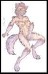 2020 anthro autumn_williams bodily_fluids breasts colored_pencil_(artwork) cougar_leon feet female fur genitals hair hi_res humanoid hyena mammal masturbation nipples nude paws pussy simple_background solo spots spotted_body spotted_fur spotted_hyena tail traditional_media_(artwork) were-hyena 