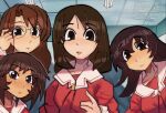  4girls artist_name azumanga_daioh azumanga_daioh&#039;s_school_uniform brown_eyes brown_hair ideac ideactive kasuga_ayumu looking_at_viewer mizuhara_koyomi multiple_girls parody school_uniform self-upload takino_tomo 