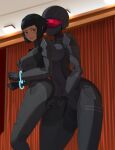  anal_fingering arianne armor blush bodysuit captured commission cuffs dark-skinned_female dark_skin defeat embarrassed femdom fingering grabbing grabbing_another&#039;s_breast halo_(series) handcuffs highres mia-b013 military non-web_source rape shoulder_armor spartan_(halo) yuri 