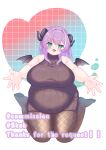  ! !! 1girl :3 agano_mai aqua_eyes big_belly black_horns black_wings blush brown_dress brown_pantyhose commentary_request commission dress english_text fat fishnet_pantyhose fishnets head_tilt highres horns indie_virtual_youtuber long_hair looking_at_viewer mini_wings open_hands open_mouth outstretched_arms pantyhose punitea purple_hair ribbed_sweater sample_watermark sitting skeb_commission sleeveless sleeveless_sweater sleeveless_turtleneck solo sweater thick_arms turtleneck turtleneck_sweater virtual_youtuber wariza watermark white_background wings 