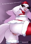  anthro anus avian bodily_fluids christmas christmas_clothing clothing elelite female genital_fluids genitals helluva_boss hi_res holidays pussy pussy_juice red_eyes simple_background solo stella_(helluva_boss) thick_thighs 