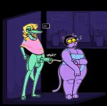  3_toes 4_fingers against_surface against_wall alley anthro balls big_breasts big_butt black_background black_hair blonde_hair blush bodily_fluids bottomless bratty_(undertale) breasts bulging_breasts butt catty_(undertale) clothed clothing crocodile crocodilian crocodylid crossgender cum cum_on_penis cumshot dialogue domestic_cat drill_curls duo ejaculation english_text eyelashes eyes_closed feet felid feline felis female fingers fist fti_crossgender fully_clothed fur genital_fluids genitals green_balls green_body green_penis green_skin grunting hair hi_res highlights_(coloring) intersex intersex/female lipstick long_hair long_penis long_tail makeup mammal masturbation orgasm orgasm_face outline outside overalls overweight overweight_female penile penile_masturbation penis public public_masturbation purple_body purple_fur questionable_consent red_lipstick reptile retracted_balls scalie shocked shocked_expression side_butt simple_background sound_effects standing sweat sweatdrop tail teeth text text_box thick_thighs toes topwear topwear_only trash_can undertale undertale_(series) white_outline xenopavilia yellow_sclera 