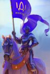  absurdres armor barding breastplate flag highres holding holding_flag horse knight meme profanity riding russo-ukrainian_war shoulder_armor ukrainian_text wass_nonnam 