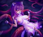  anthro bodily_fluids cum cum_in_pussy cum_inside dayawolf felid female genital_fluids hair hi_res krisafitsa mammal pantherine penetration purple_hair saliva saliva_string sex snow_leopard solo tentacle_penetration tentacle_sex tentacles 